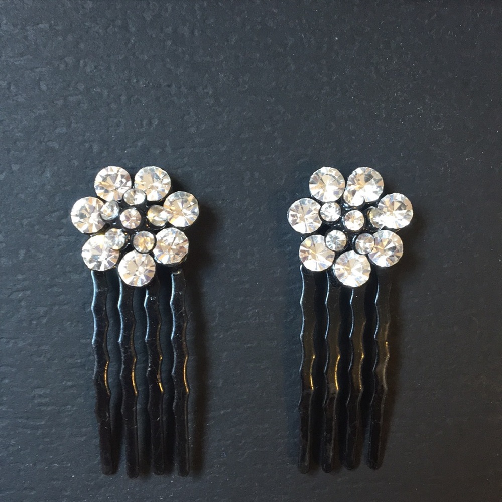 Rhinestoned Flower Bobby Pins